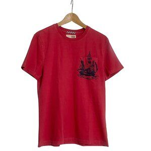 Mens 1901 Short Sleeve Crew Neck Sailing Graphic 100% Cotton Polo T-Shirt S